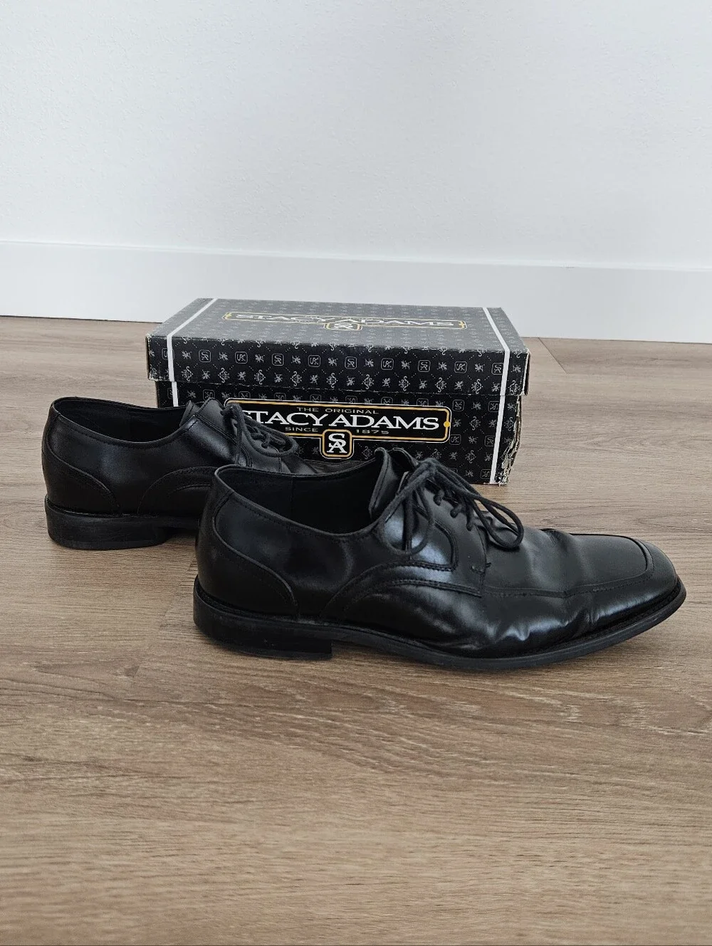 Stacy Adams Forrest Men’s Black Leather Lace-Up Dress Shoes Size 10